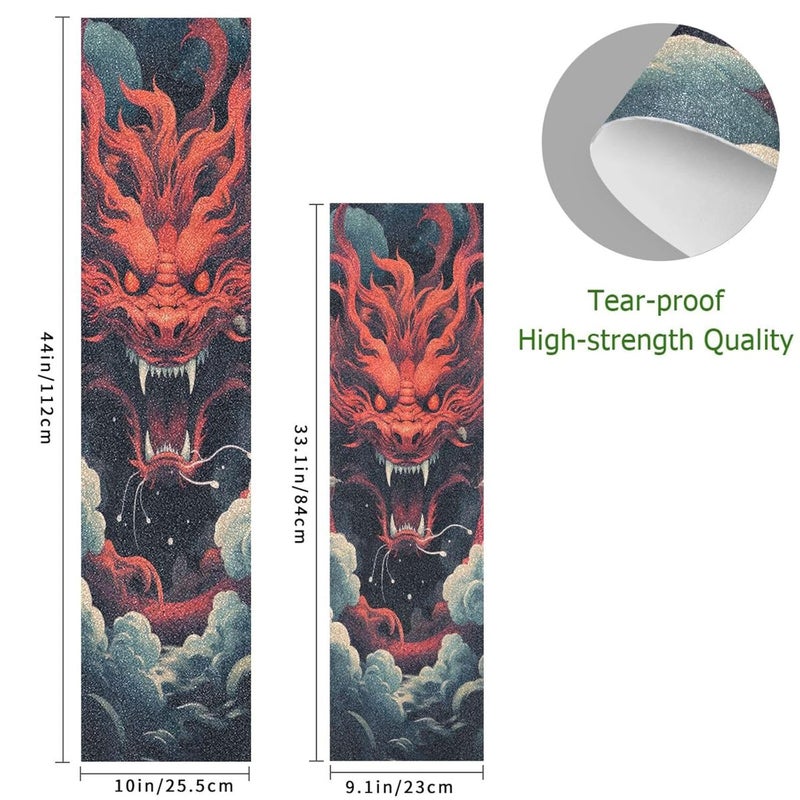 SDMKA Red Dragon Pattern Skateboard Grip Tape 9" x 33" Bubble Free Waterproof Skateboard Grip Tape Sheet Non Slip Griptape for Skateboard Longboard - Image 2